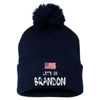 Let's Go Brandon FJB Chant Simple USA Flag Pom Pom 12in Knit Beanie