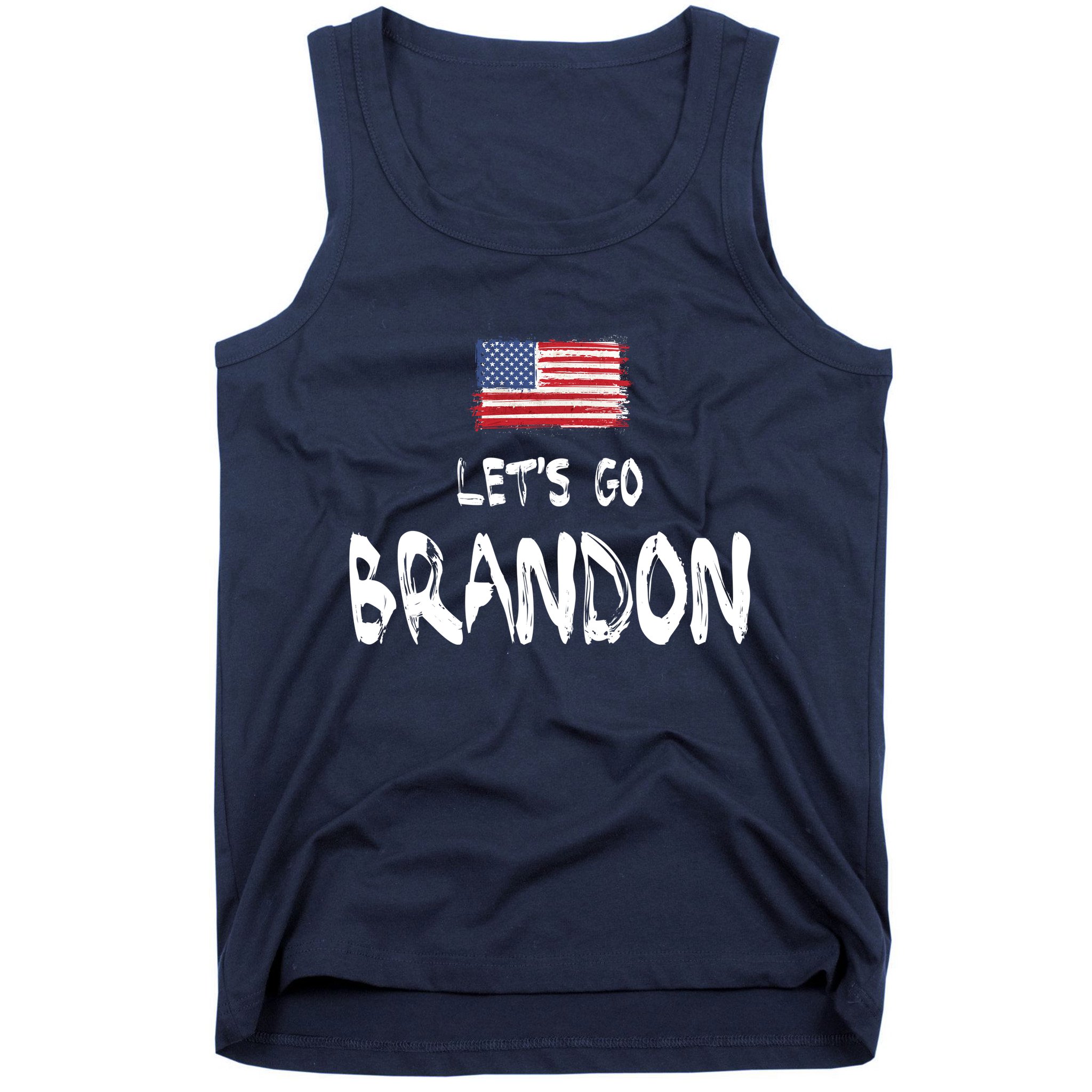 Let's Go Brandon FJB Chant Simple USA Flag Tank Top
