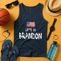 Let's Go Brandon FJB Chant Simple USA Flag Tank Top