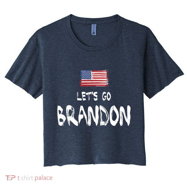 Let's Go Brandon FJB Chant Simple USA Flag Crop Top