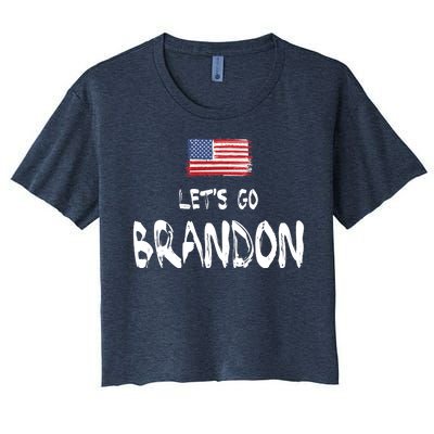 Let's Go Brandon FJB Chant Simple USA Flag Women's Crop Top Tee