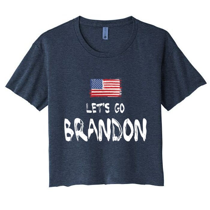 Let's Go Brandon FJB Chant Simple USA Flag Crop Top