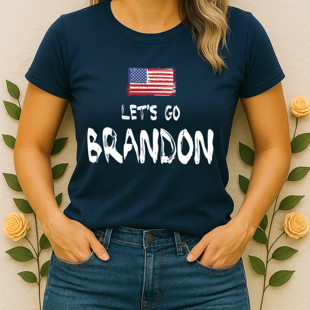 Let's Go Brandon FJB Chant Simple USA Flag Womens T-Shirt