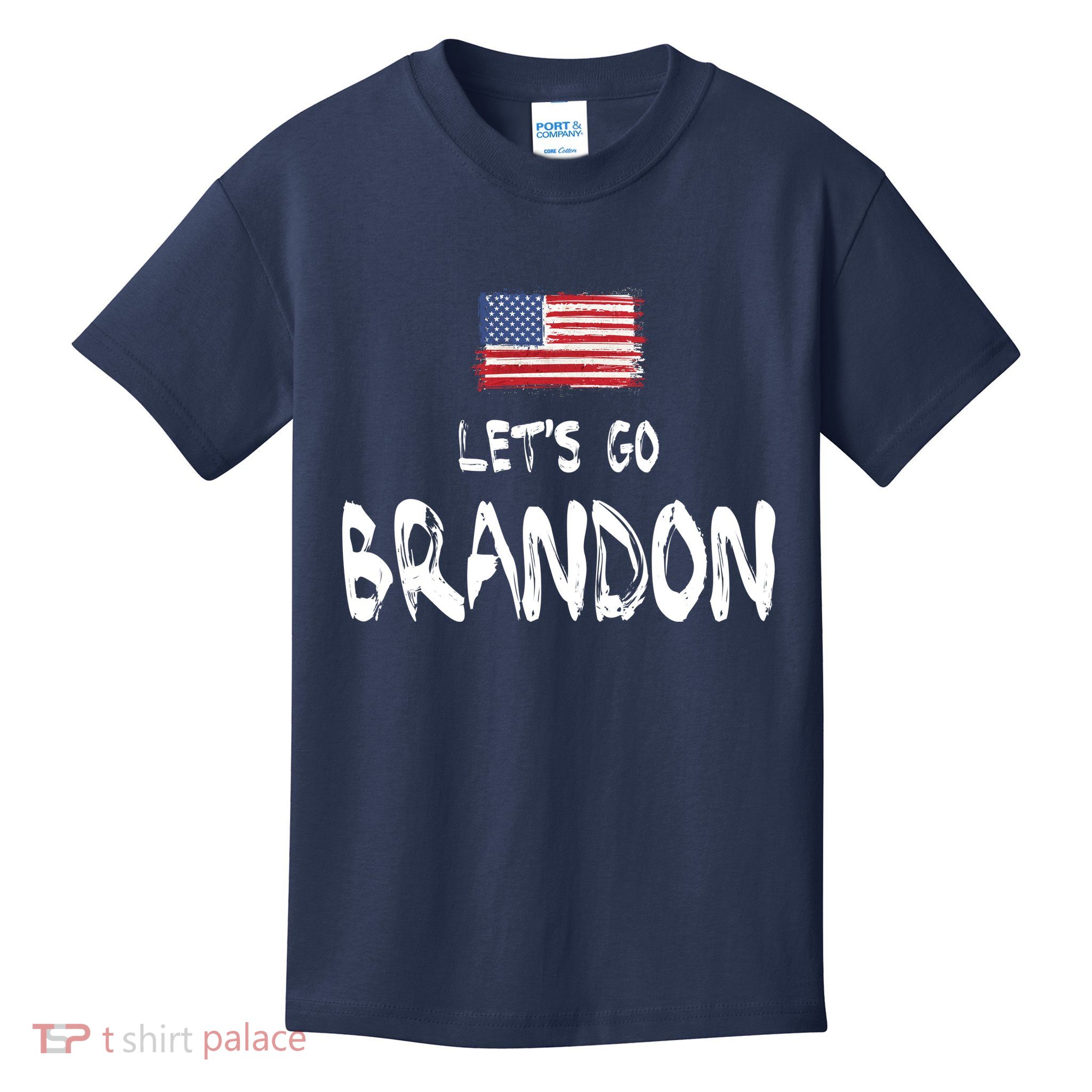 Let's Go Brandon FJB Chant Simple USA Flag Kids T-Shirt