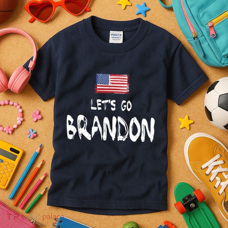 Let's Go Brandon FJB Chant Simple USA Flag Kids T-Shirt