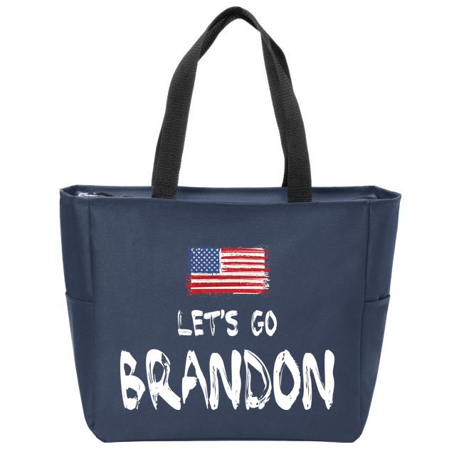 Let's Go Brandon FJB Chant Simple USA Flag Zip Tote Bag