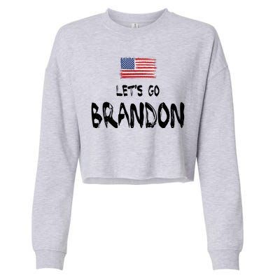 Let's Go Brandon FJB Chant Simple USA Flag Cropped Pullover Crew