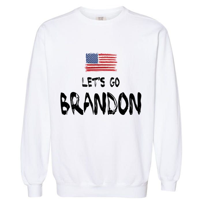 Let's Go Brandon FJB Chant Simple USA Flag Garment-Dyed Sweatshirt