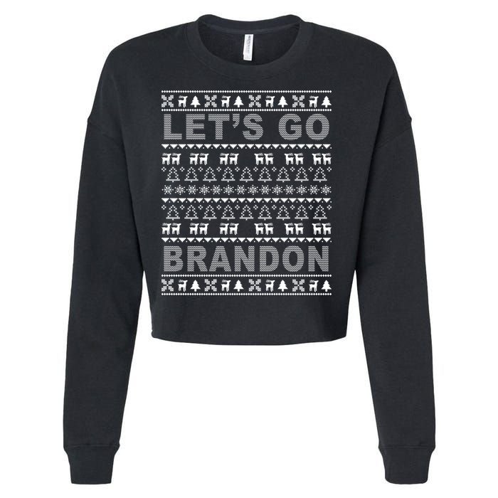 Let's Go Brandon Ugly Christmas Sweater FJB Chant Cropped Pullover Crew