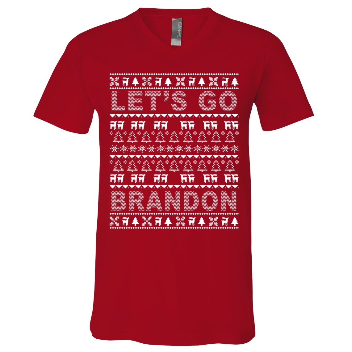 Let's Go Brandon Ugly Christmas Sweater FJB Chant V-Neck T-Shirt