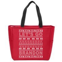 Let's Go Brandon Ugly Christmas Sweater FJB Chant Zip Tote Bag