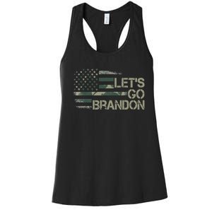 Lets Go Branson Brandon Camouflage US Flag Women's Racerback Tank