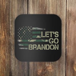 Lets Go Branson Brandon Camouflage US Flag Coaster