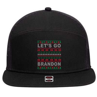Let's Go Brandon Ugly Christmas Sweater FJB Anti Biden 7 Panel Mesh Trucker Snapback Hat