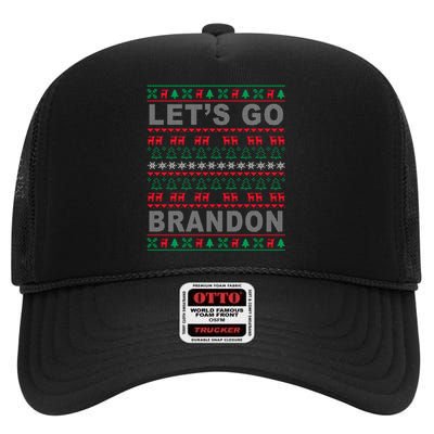 Let's Go Brandon Ugly Christmas Sweater FJB Anti Biden High Crown Mesh Back Trucker Hat