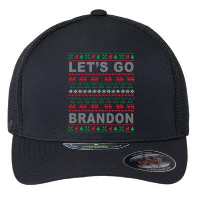 Let's Go Brandon Ugly Christmas Sweater FJB Anti Biden Flexfit Unipanel Trucker Cap