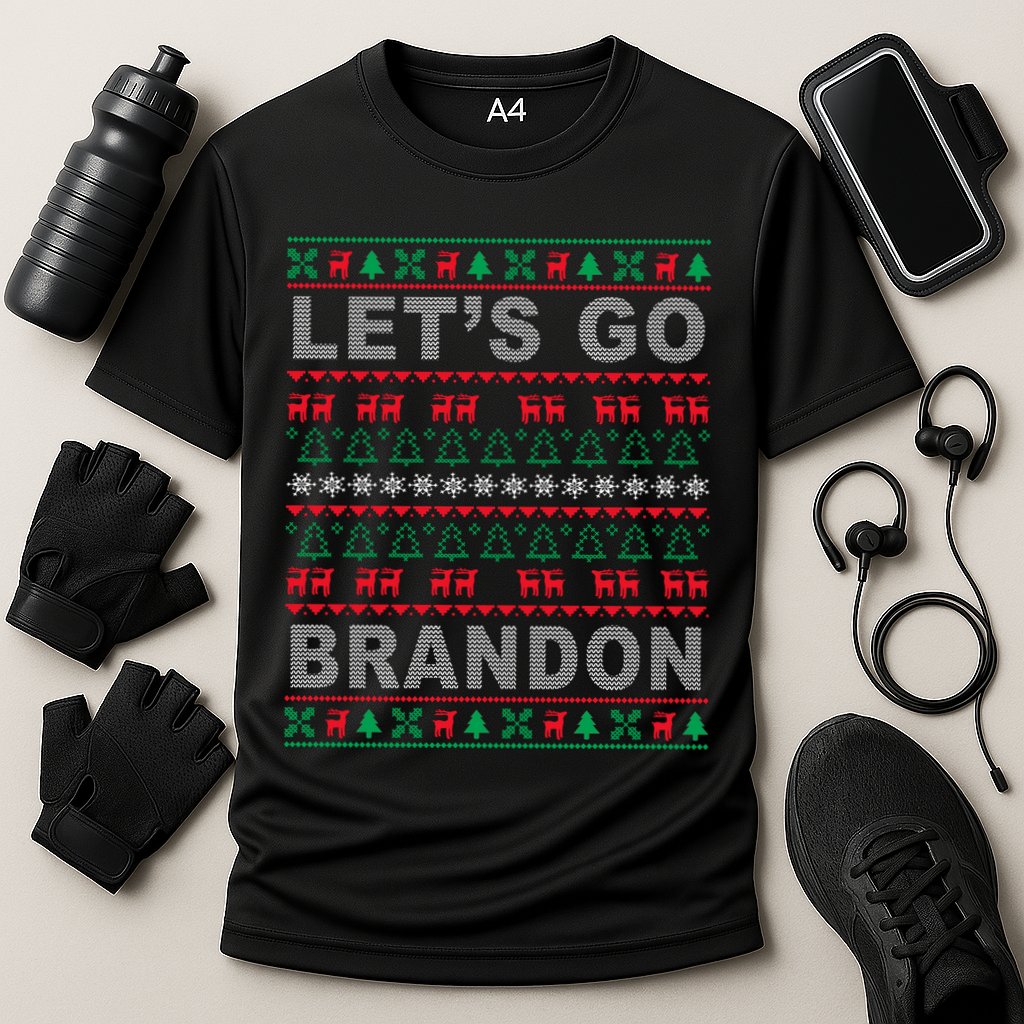 Let's Go Brandon Ugly Christmas Sweater FJB Anti Biden Cooling Performance Crew T-Shirt