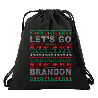 Let's Go Brandon Ugly Christmas Sweater FJB Anti Biden Drawstring Bag