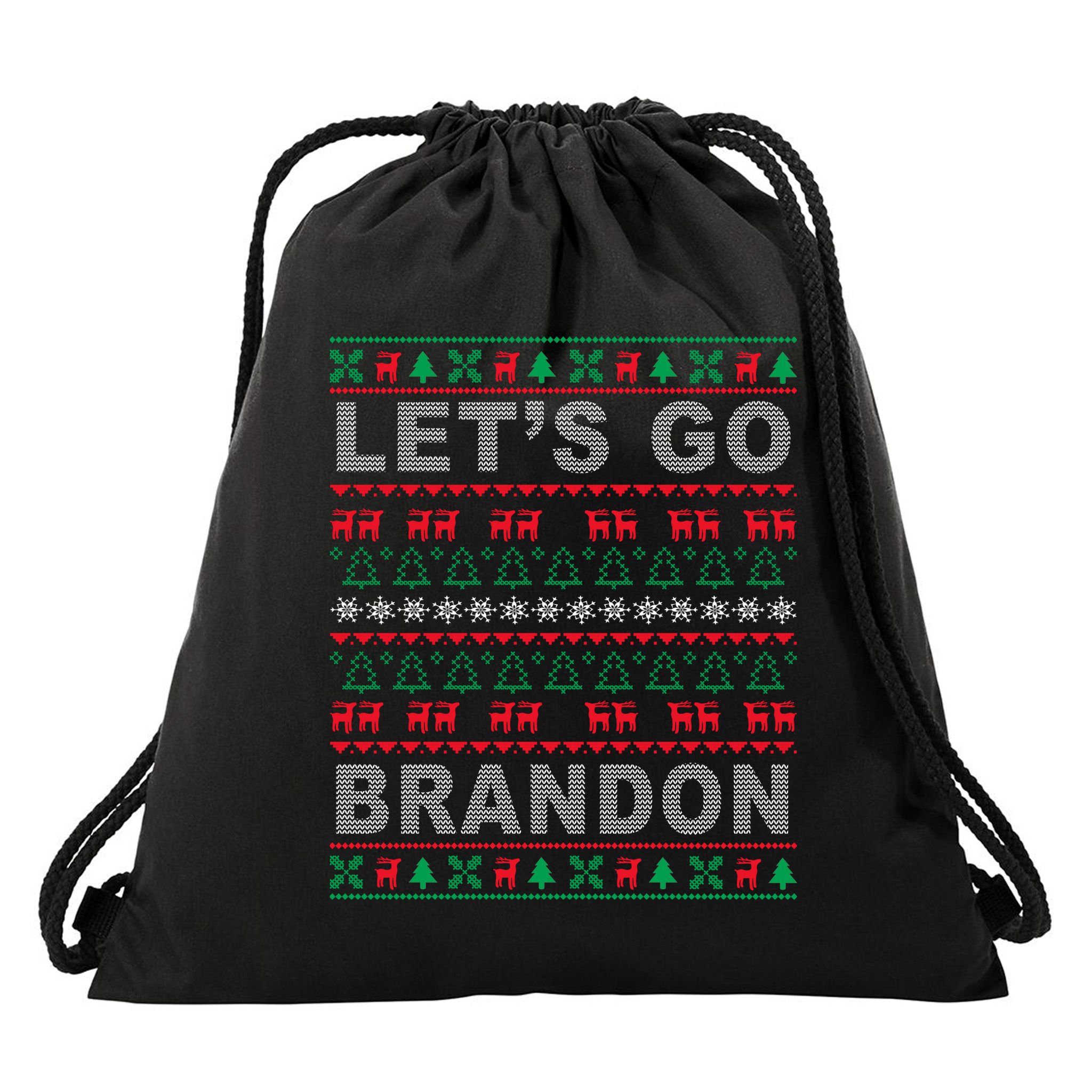 Let's Go Brandon Ugly Christmas Sweater FJB Anti Biden Drawstring Bag