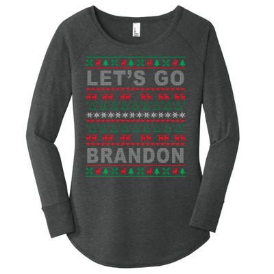 Let's Go Brandon Ugly Christmas Sweater FJB Anti Biden Women's Perfect Tri Tunic Long Sleeve Shirt