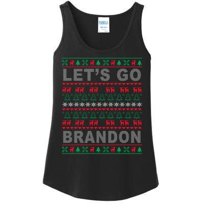 Let's Go Brandon Ugly Christmas Sweater FJB Anti Biden Ladies Essential Tank