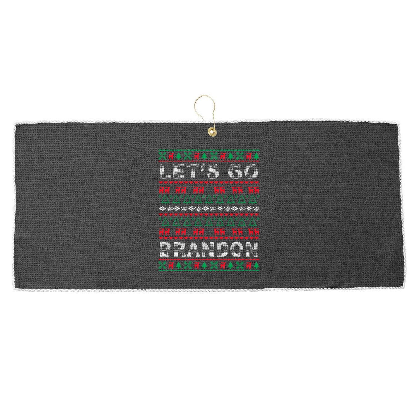 Let's Go Brandon Ugly Christmas Sweater FJB Anti Biden Large Microfiber Waffle Golf Towel