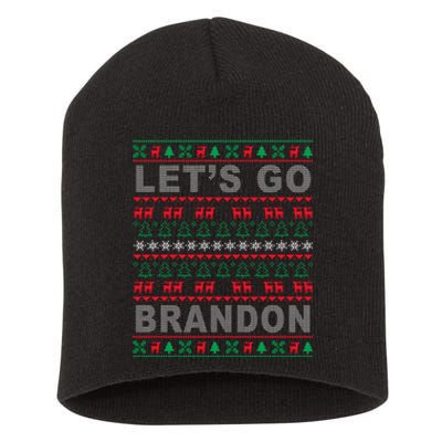 Let's Go Brandon Ugly Christmas Sweater FJB Anti Biden Short Acrylic Beanie