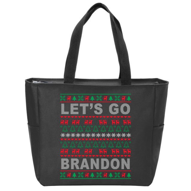 Let's Go Brandon Ugly Christmas Sweater FJB Anti Biden Zip Tote Bag