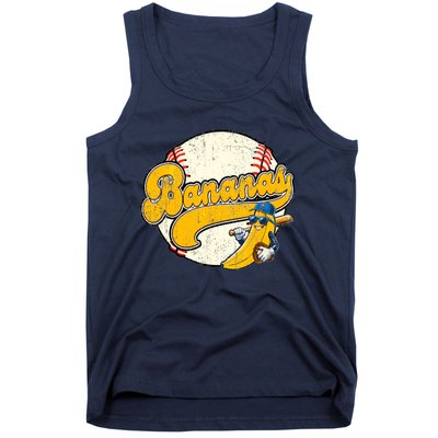 Lets Go Bananas Banana Playing Baseball Baseball Player Tank Top