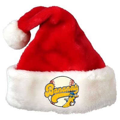 Lets Go Bananas Banana Playing Baseball Baseball Player Premium Christmas Santa Hat