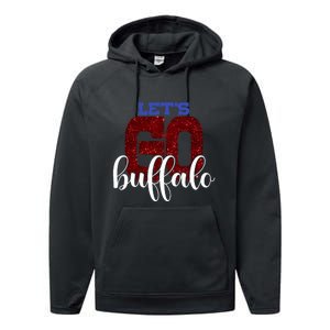 LetS Go Buffalo Ny New York Retro Sports City Fan Love Performance Fleece Hoodie