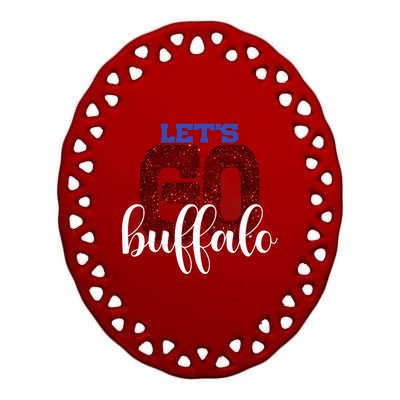 LetS Go Buffalo Ny New York Retro Sports City Fan Love Ceramic Oval Ornament