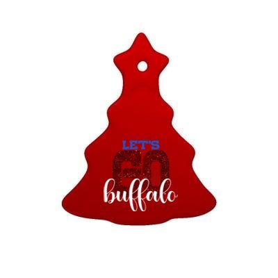 LetS Go Buffalo Ny New York Retro Sports City Fan Love Ceramic Tree Ornament