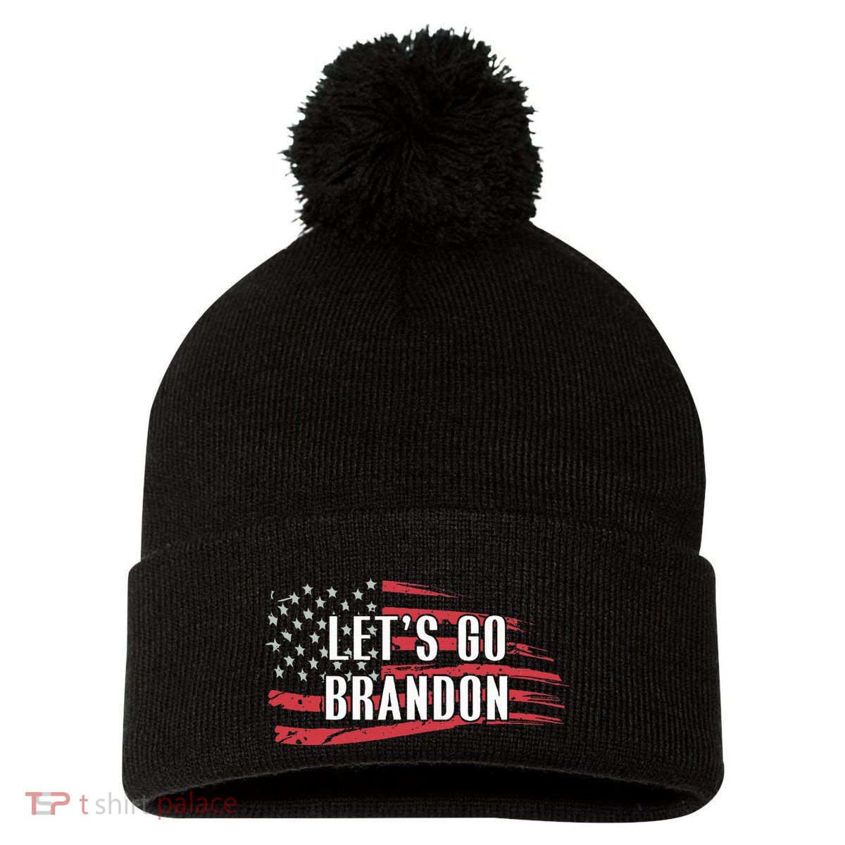 Lets Go Brandon LetS Go Brandon Usa Flag Pom Pom 12in Knit Beanie