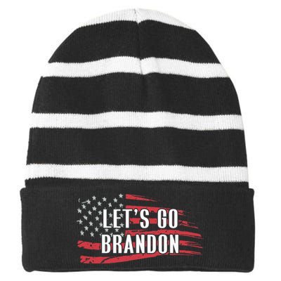 Lets Go Brandon LetS Go Brandon Usa Flag Striped Beanie with Solid Band