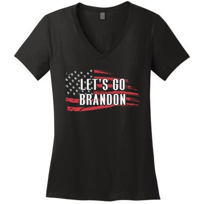 Lets Go Brandon LetS Go Brandon Usa Flag Women's V-Neck T-Shirt