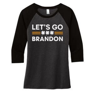 Lets Go Brandon Funny St Patrick's Day Irish Shamrock Women's Tri-Blend 3/4-Sleeve Raglan Shirt