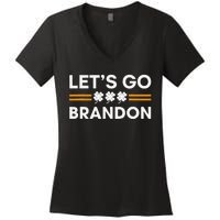 Lets Go Brandon Funny St Patrick's Day Irish Shamrock Women's V-Neck T-Shirt