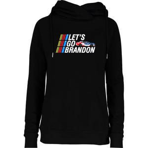 Let's Go Brandon Auto Racing Womens Funnel Neck Pullover Hood