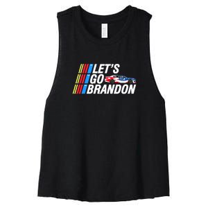 Let's Go Brandon Auto Racing Women's Racerback Cropped Tank