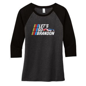 Let's Go Brandon Auto Racing Women's Tri-Blend 3/4-Sleeve Raglan Shirt