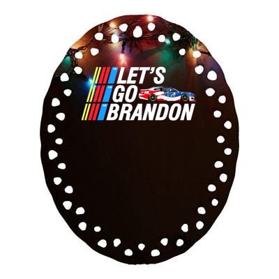 Let's Go Brandon Auto Racing Ceramic Oval Ornament