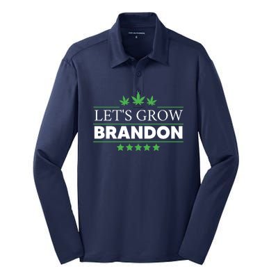 Lets Grow Brandon Marijuana Cannabis Funny Dank Brandon Silk Touch Performance Long Sleeve Polo