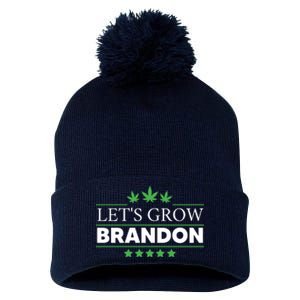 Lets Grow Brandon Marijuana Cannabis Funny Dank Brandon Pom Pom 12in Knit Beanie