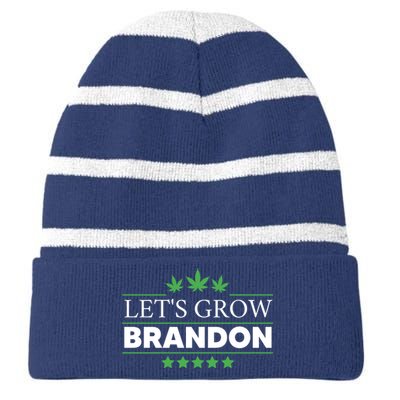 Lets Grow Brandon Marijuana Cannabis Funny Dank Brandon Striped Beanie with Solid Band