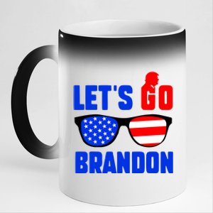 Let's Go Brandon USA Sunglasses Trump Flag LGB FJB 11oz Black Color Changing Mug