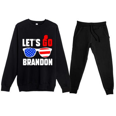 Let's Go Brandon USA Sunglasses Trump Flag LGB FJB Premium Crewneck Sweatsuit Set