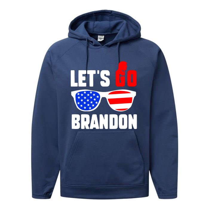 Let's Go Brandon USA Sunglasses Trump Flag LGB FJB Performance Fleece Hoodie