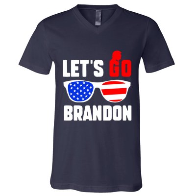 Let's Go Brandon USA Sunglasses Trump Flag LGB FJB V-Neck T-Shirt
