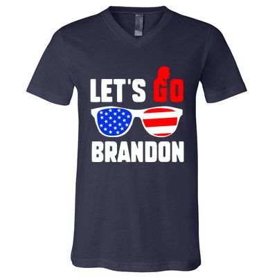 Let's Go Brandon USA Sunglasses Trump Flag LGB FJB V-Neck T-Shirt